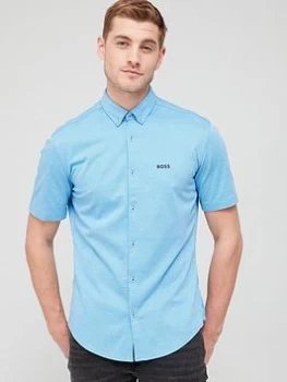 Image of Boss Biadia Short Sleeve Oxford Shirt - Open Blue