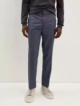 Image of Burton Menswear London Burton Slim Texture Trousers, Blue, Size 36R, Men