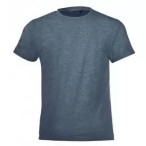 Image of SOLS Childrens/Kids Regent Short Sleeve Fitted T-Shirt (10 Years) (Heather Denim)