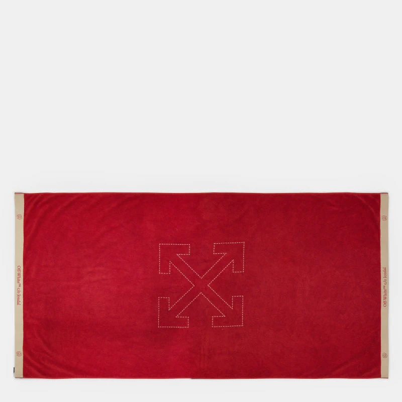 Image of Off White Towel Set Red/Beige unisex Beach Towl