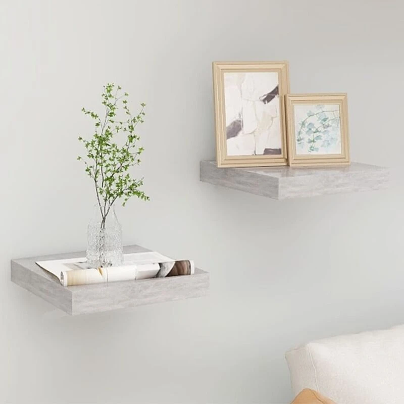 Image of VIDAXL Vidaxl - Floating Wall Shelves 2 pcs Concrete Grey 23x23.5x3.8cm mdf 8720286416907