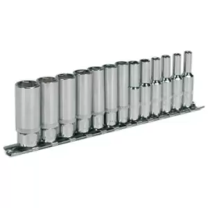 image of Sealey AK2692 Socket Set 13pc 1/4"Sq Drive Deep WallDrive Metric