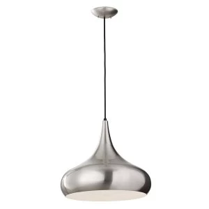 Image of 1 Light Large Dome Ceiling Pendant Brushed Steel, E27