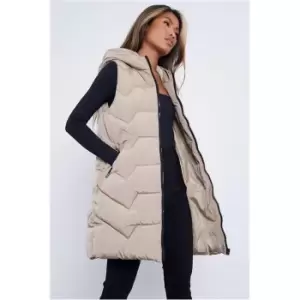 I Saw It First Camel Chevron Quilted Gilet - Brown