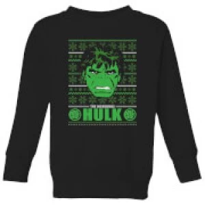 Image of Marvel Hulk Face Kids Christmas Sweatshirt - Black - 11-12 Years