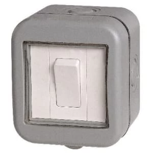 Image of Masterplug IP55 10A Single Exterior 2 Way Switch - Grey