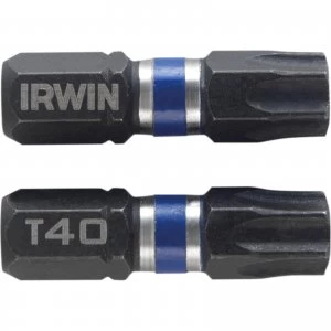 Image of Irwin Impact Torx Screwdriver Bit T40 25mm Pack of 2