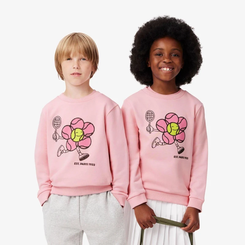 Image of Lacoste Printed Crewneck Sweatshirt Pink male 14