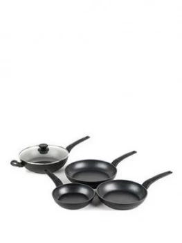 Salter 4 Piece Marble Gold Non-Stick Frying Pan And Wok Pan Set