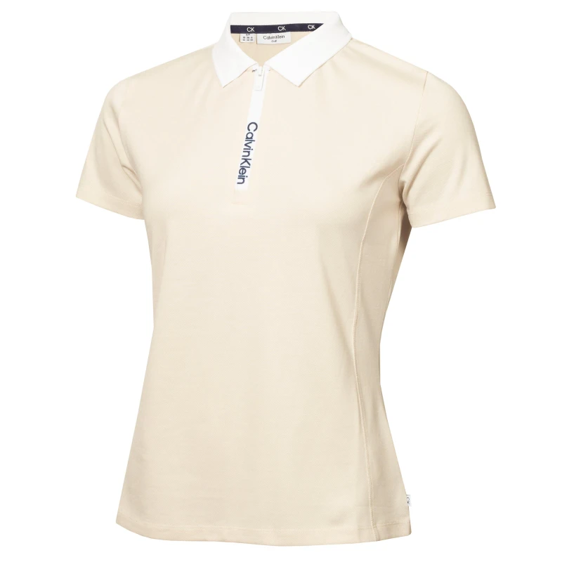 Image of Calvin Klein Golf Womens Short-Sleeve Performance Polo Shirt Birch White female 8 (XS)