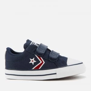 image of Converse Toddlers Star Player Embroidered Ox Velcro Trainers - Obsidian/University Red - UK 7 Toddler