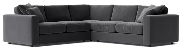 Image of Swoon Althaea Velvet 5 Seater Corner Sofa - Granite Grey