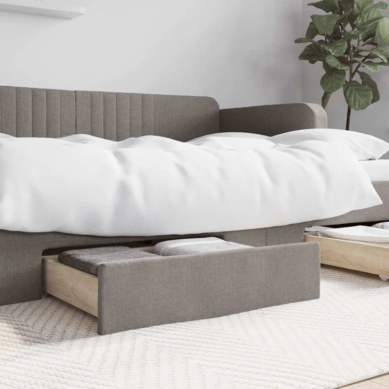 Image of Vidaxl Bed Drawers 2 Pcs Taupe Engineered Wood And Fabric, Brown 833913