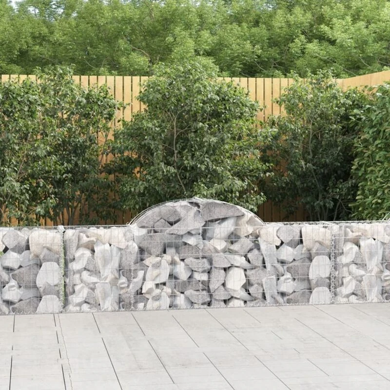Image of VIDAXL Arched Gabion Baskets 2 pcs 200x30x60/80cm Galvanised Iron Vidaxl 8720845566517