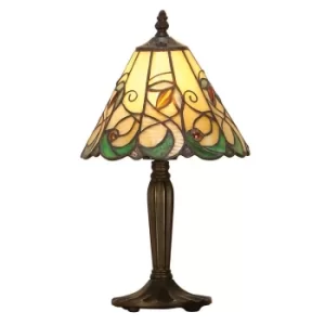 image of Jamelia 1 Light Table Lamp Tiffany Glass, Dark Bronze Paint with Highlights, E14