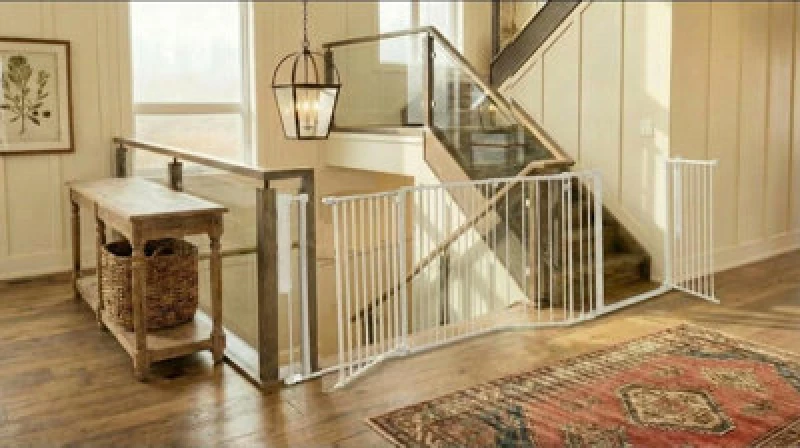Image of Safetots Two Door Multi Panel Solution For Up And Down Staircases, White, 370Cm Of Length, Includes 2 Door Opening Panels