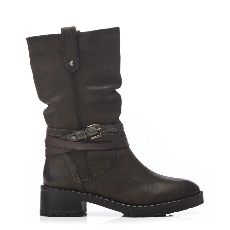 Image of Moda in Pelle MP Beckette Khaki Nubuck Boots Womens - Green Green 4