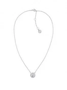 Image of Tommy Hilfiger Classic Silver Plated Cubic Zirconia Pendant Ladies Necklace