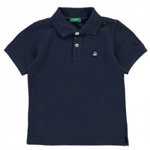 Benetton Pique Logo Polo Shirt - Navy