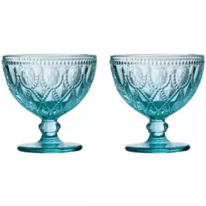 image of Premier Housewares Fleur Blue Sundae Dishes - Set of 2