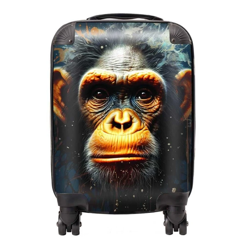 Image of Warren Reed - Designer Splashart Realistic Monkey Face Suitcase in Brown Size: Large Brown Unisex Large