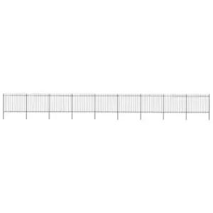 Image of Vidaxl Garden Fence With Spear Top Steel 15.3X1.5 M Black