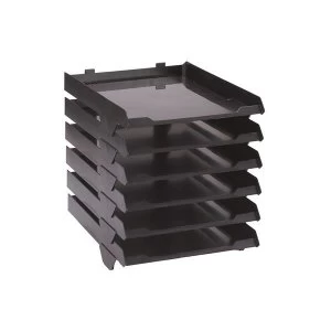 image of Avery Standard A4 Paperstack Self Stacking Letter Tray Black Pack of 6 x Trays