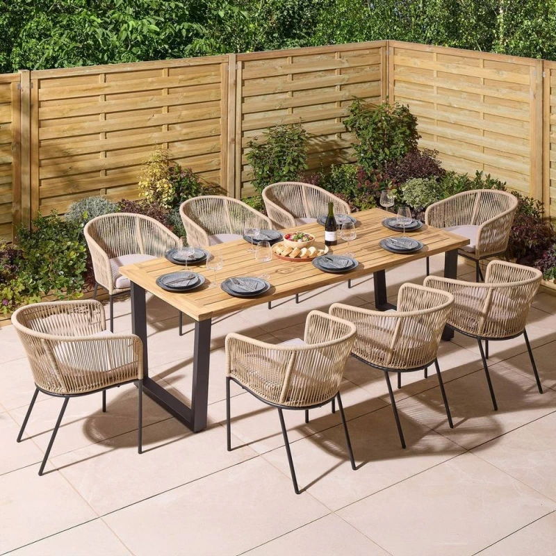 Image of Rowlinson Oslo 8 Seat Dining Set, Brown OSLSET8