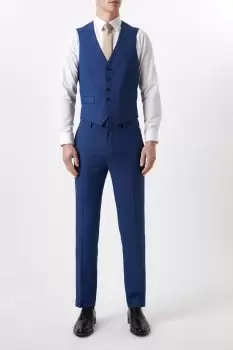 Image of Mens Slim Fit Blue Birdseye Waistcoat