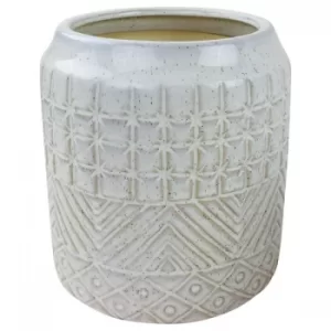 image of White Star Textured Stoneware Planter 20cm