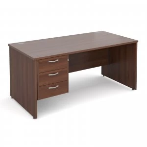 Image of Maestro 25 PL Straight Desk With 3 Drawer Pedestal 1600mm - Walnut pan