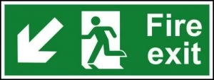 Image of Fire Exit Arrow Down/Left Sign S/A Vinyl