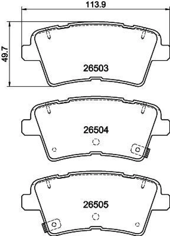 Image of HELLA Brake pad set HELLA 8DB 355 044-231