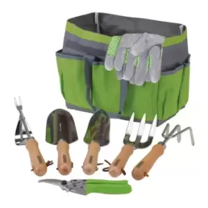 image of 08997 Stainless Steel Garden Tool Set with Storage Bag (8 Piece) - Draper