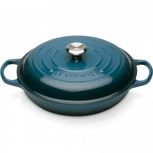 image of Le Creuset Signature Cast Iron Shallow Casserole Dish - 26cm - Deep Teal