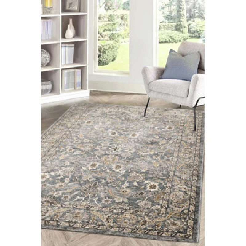 Image of Melrose Traditional Medallion Grey Design Living Indoor Medium Area Rug 080/150Cm