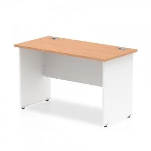 image of Trexus Desk Rectangle Panel End 1200x600mm Oak Top White Panels Ref