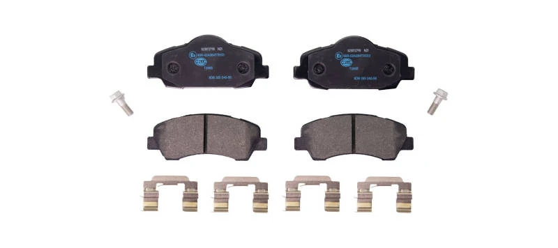 Image of HELLA 8DB 355 040-561 Brake pad set not prepared for wear warning indicator, with accessories, with brake caliper screws Brake Pad Set,disc brake (40