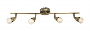 image of Wickes Positano LED Antique Brass 4 Bar Spotlight - 4 x 3.5W