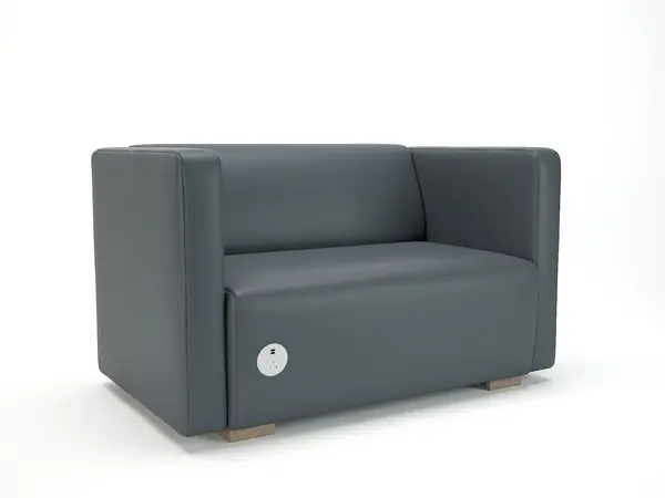 Image of Dynamic Office Solutions Carmel 130cm Wide Sofa in Cristina Marrone Ultima Faux Leather with Socket NSS05090
