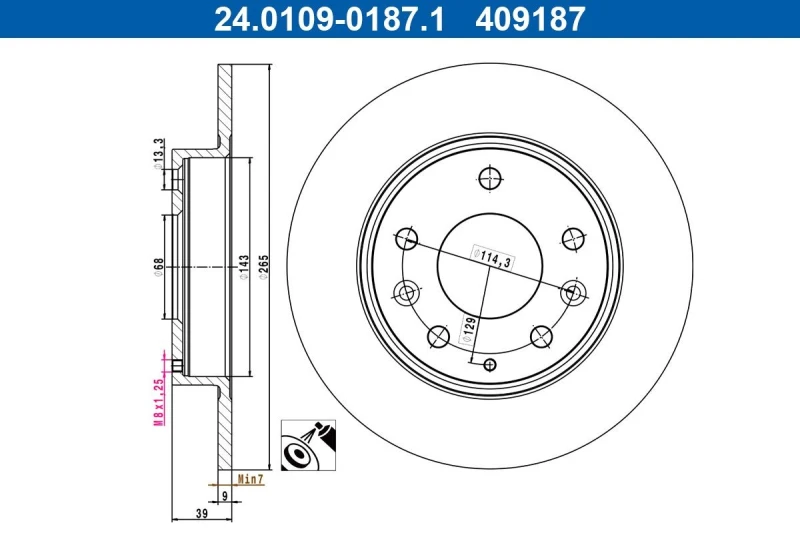 Image of Brake disc ATE 24.0109-0187.1