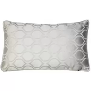 image of Prestigious Textiles Solitaire Embroidered Geometric Piped Edge Cushion Cover, Sterling, 30 x 50 Cm