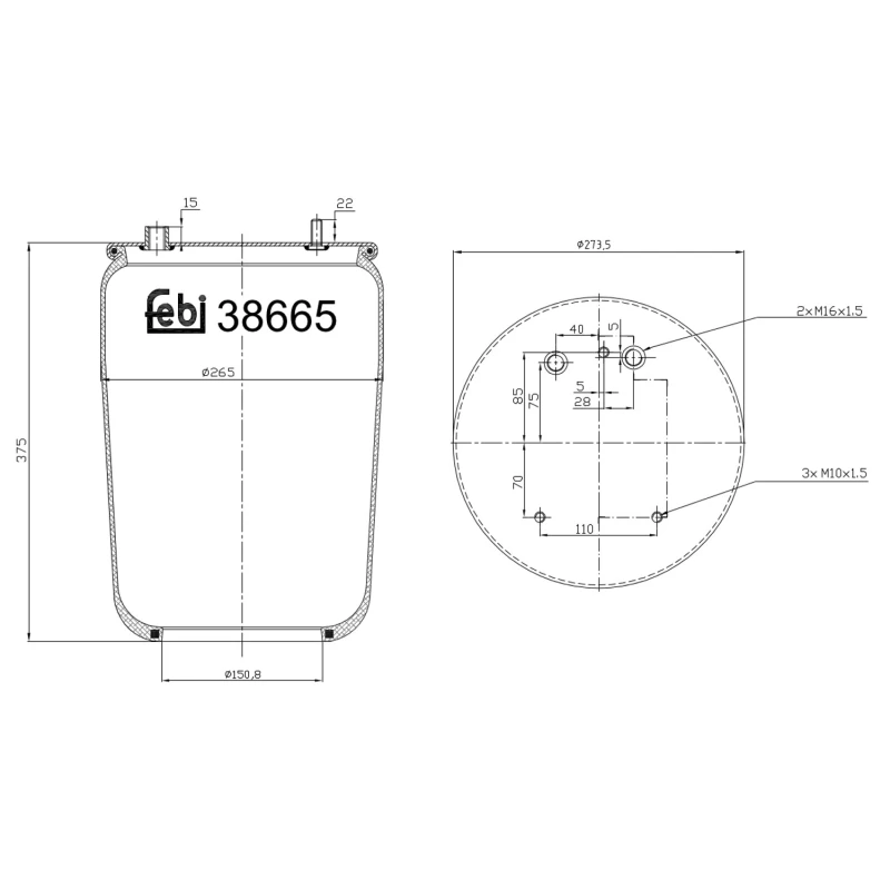 Image of FEBI BILSTEIN 38665 Boot, air suspension Rear Axle Right Boot,air suspension (324)