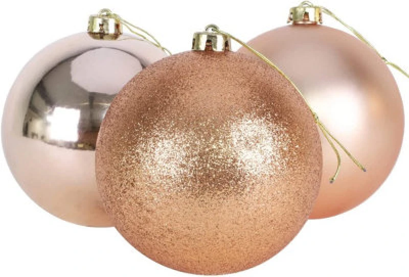 Image of Shatchi 60mm/18Pcs Christmas Baubles Shatterproof Rose Gold,Tree Decorations Rose Gold