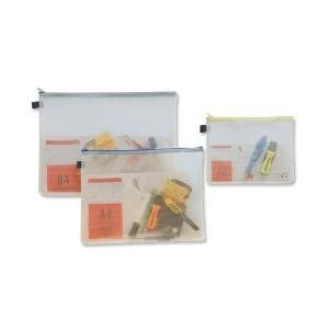 Image of INDX PVC Zip Pouch A5 with Reinforced Mesh Weave Clear and Coloured