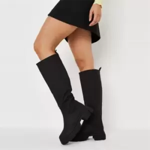 image of Missguided Rubberised Toe Cap Wellington Boot - Black