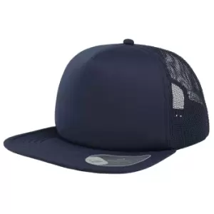 Image of Atlantis Unisex Snap 90s Flat Visor 5 Panel Trucker Cap (One Size) (Navy)