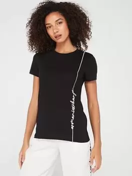 Image of Armani Exchange Script Logo Organic Cotton T-Shirt - Black, Size L, Women