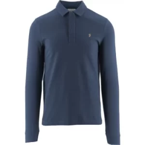 image of Farah Navy Haslam Long Sleeve Polo Shirt