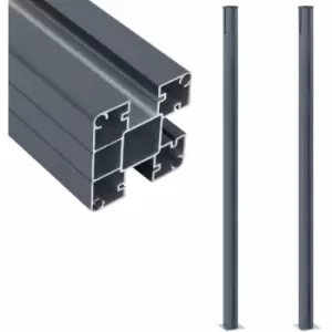 Image of Fence Posts 2 pcs Dark Grey 185cm Aluminium vidaXL - Grey